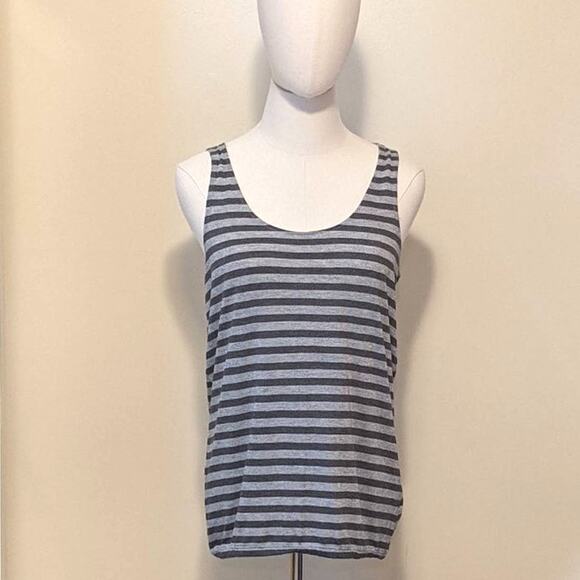 Talbots Gray Stripe Sleeveless Top Scoop Neck Workwear Casual Classic S - Picture 4 of 9